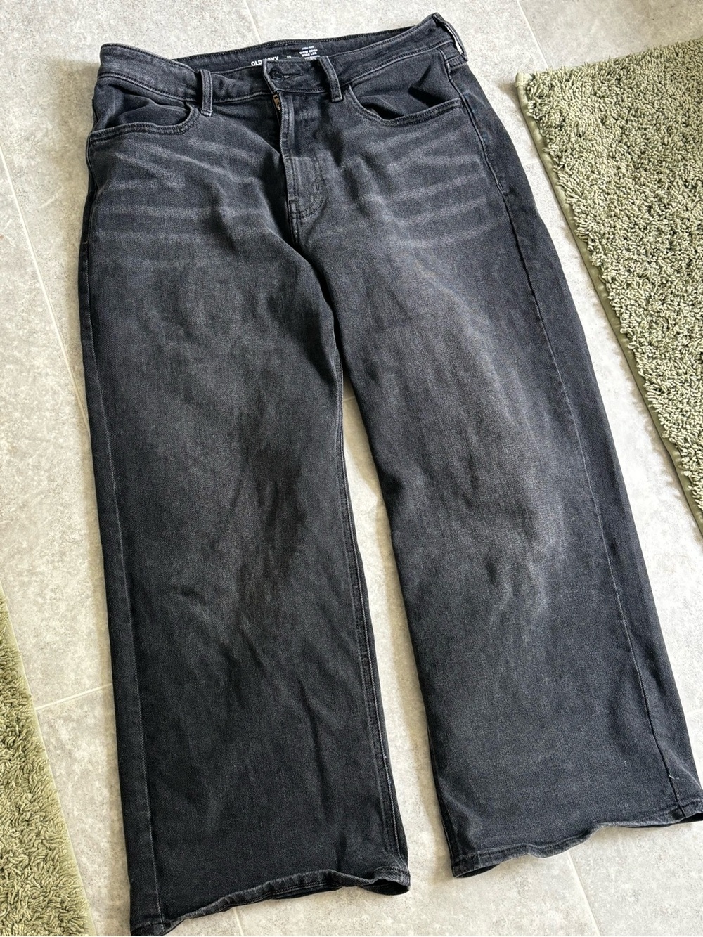 Old Navy Women’s High-Rise Wow Cropped Black Wide Leg Jeans size 12